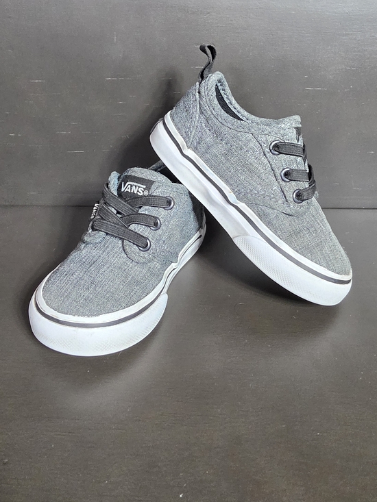 Vans Other - Vans Toddler 8 Grey Canvas Slip-On Sneakers Elastic Laces